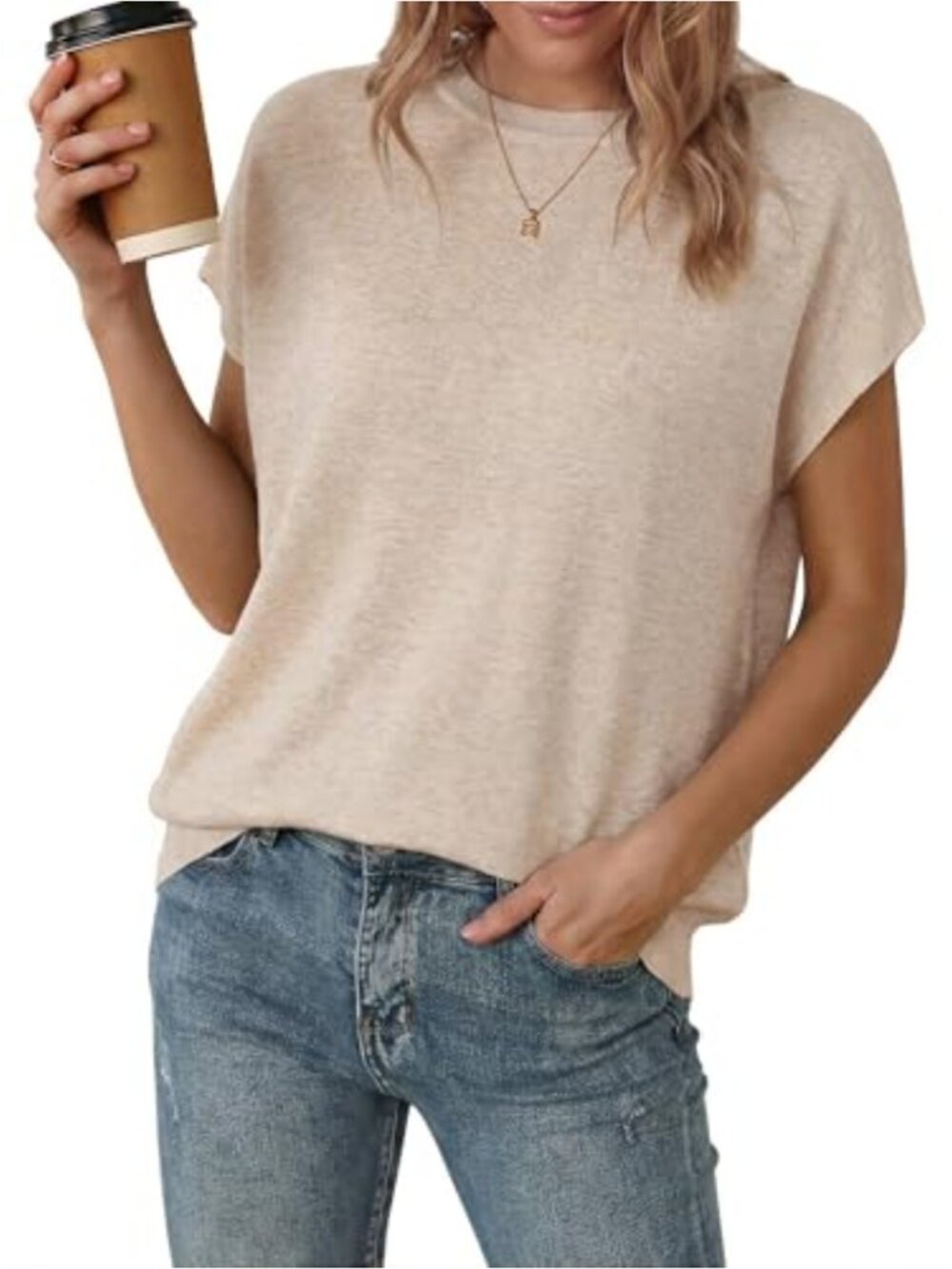 Wool Blend Oversized Batwing Sleeve Sweater Crew Neck Pullover